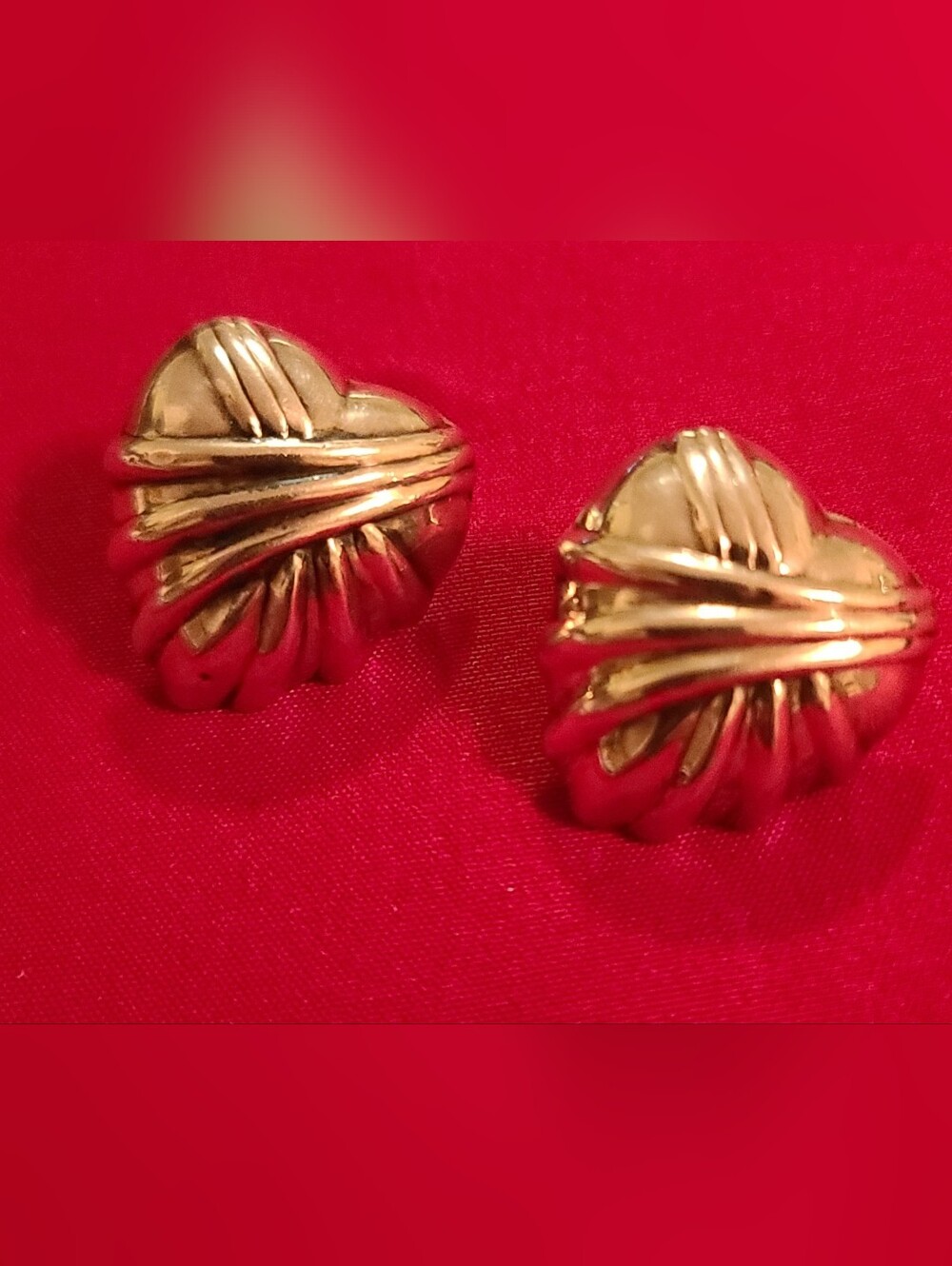 Vintage Sterling Silver Puffed Heart Woven Criss-Cross Post Earrings Stamped 925
